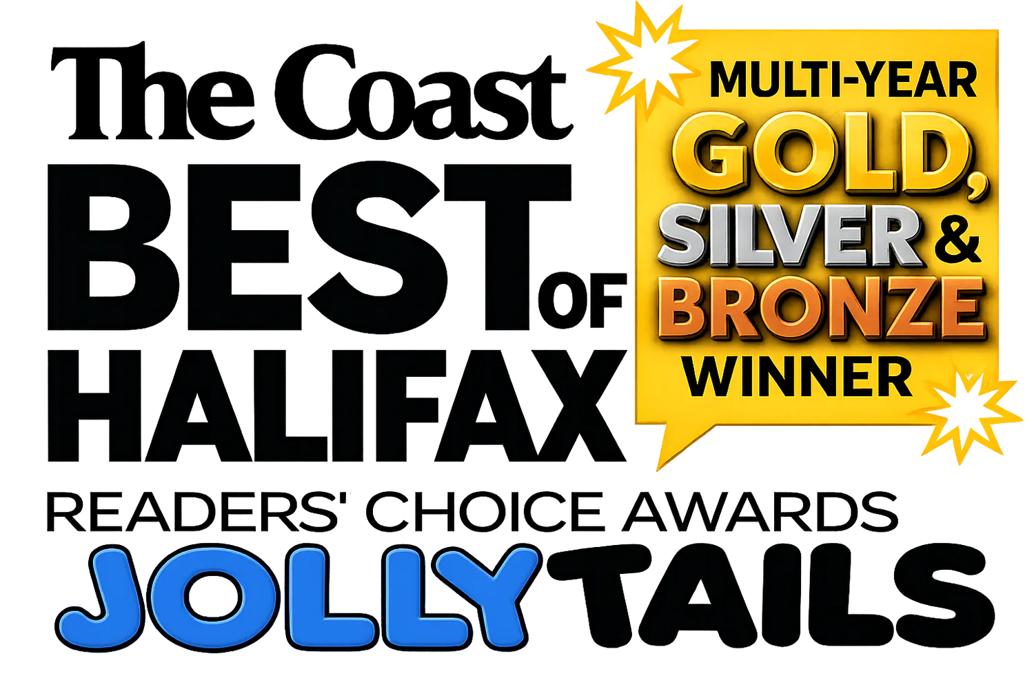 Jollytails multi-year Gold, Silver and Bronze winner award
