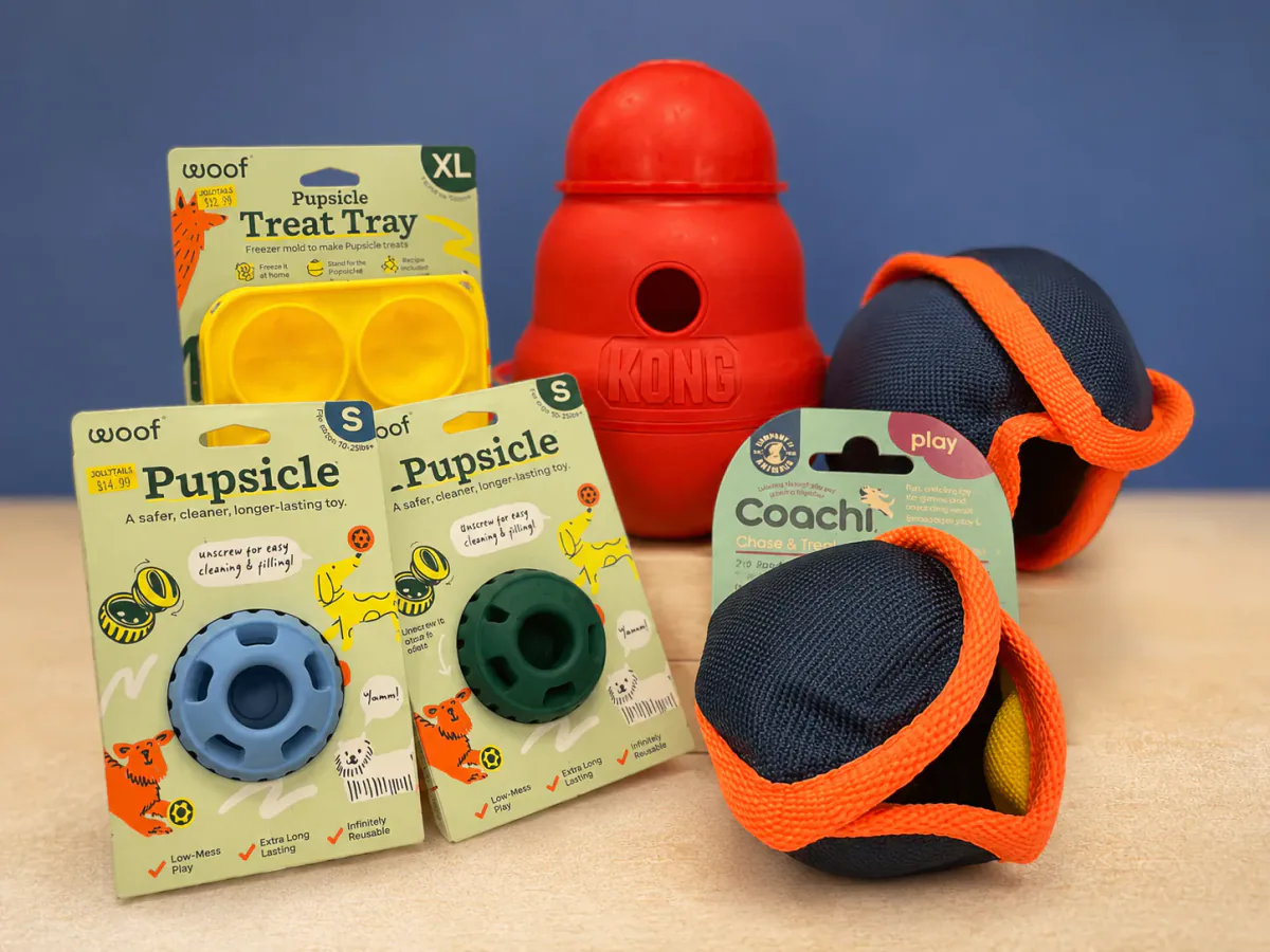 Interactive food puzzles and enrichment toys available at Jollytails
