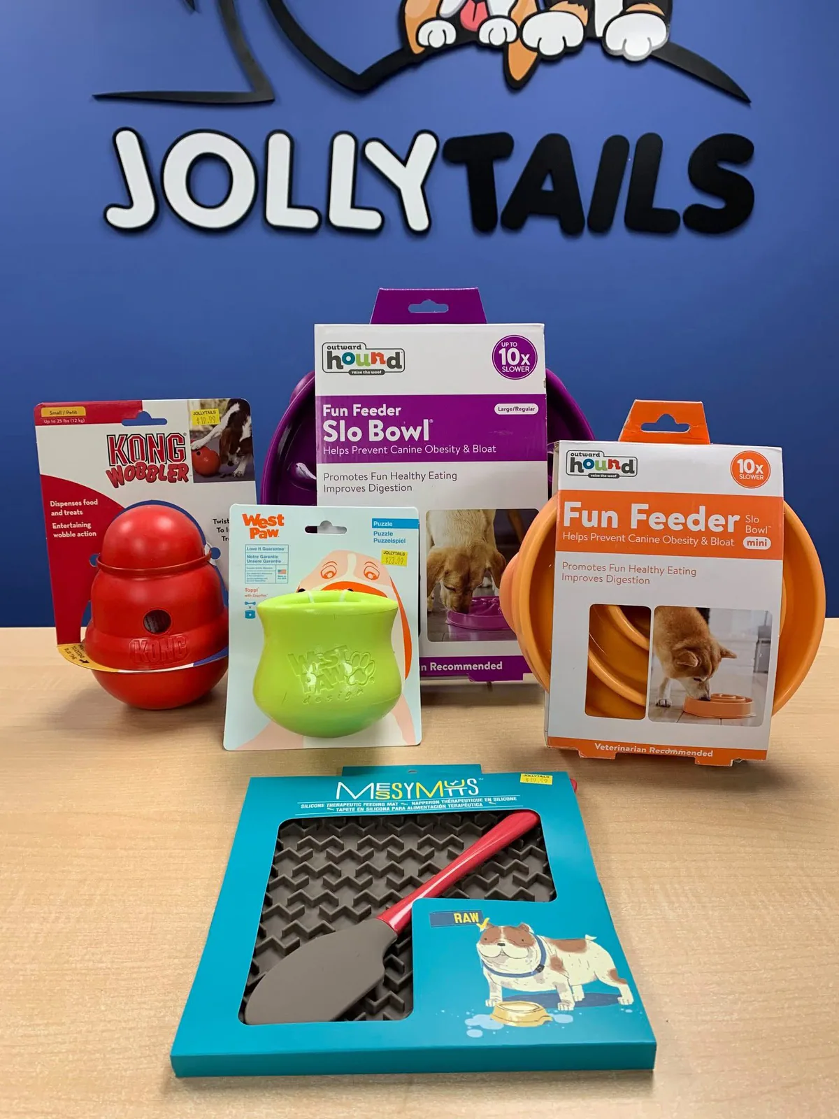 Slow feeders, puzzle feeders, and practical mealtime tools available at Jollytails